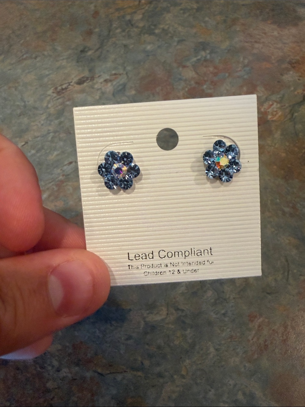 Blue Crystal Flower Stud Earrings - Unbranded Lead Compliant NWOT
